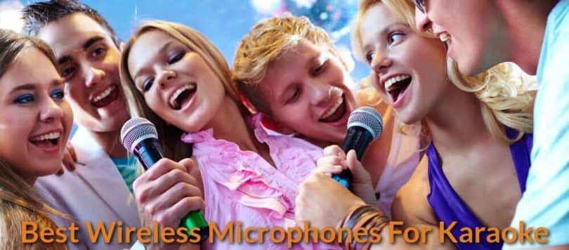 Having fun singing karaoke with friends using wireless mics.