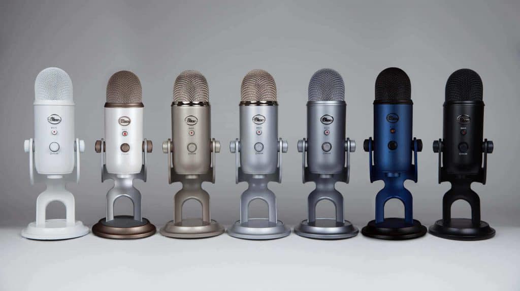 Different colors and editions of Yeti Mic.