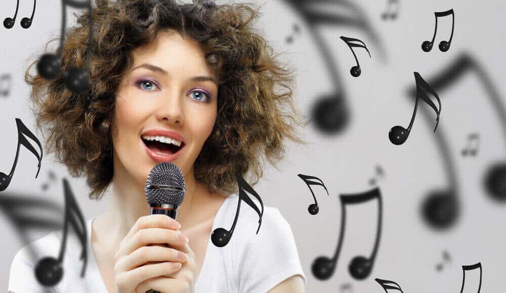 Beginner female singer singing an easy song.