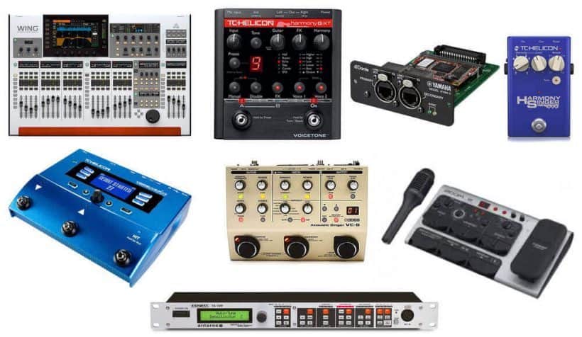 Different types of autotune equipment and gear for real-time pitch correction.