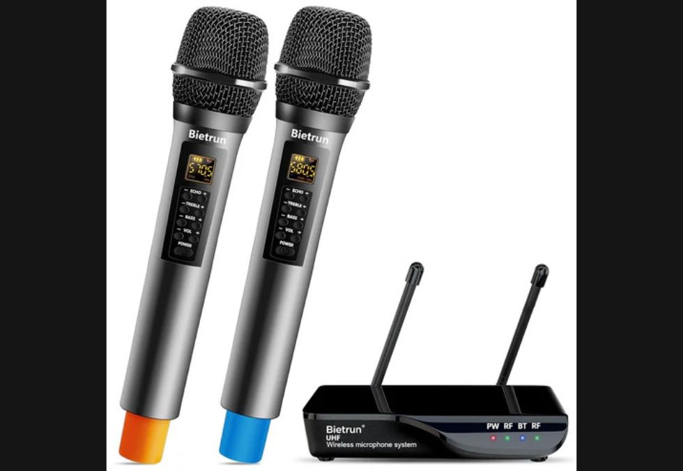 Bietrun Wireless Microphone with Echo/Treble/Bass, UHF 160ft Range
