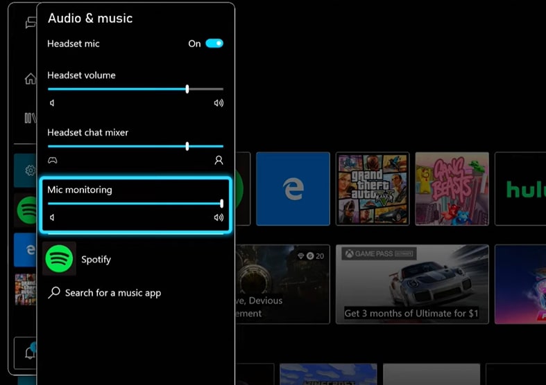 For xbox - microphone gain level controls on the Xbox