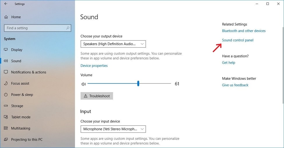 Sound Control Panel